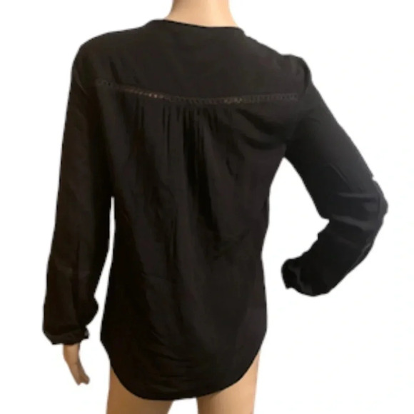 Ecru Isabel Black Boho Eyelet Long Sleeve Blouse | Top Size S - Picture 4 of 9